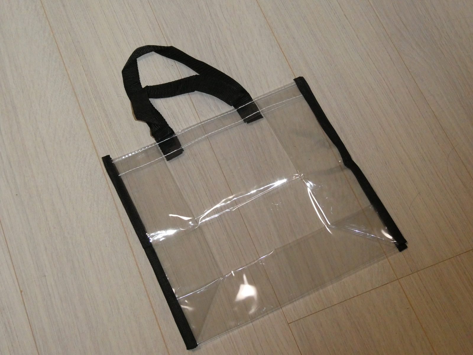 日本で用意した透明バッグ。この程度のサイズなら手荷物検査もスムーズでした(2026年7月に実際に使用)
